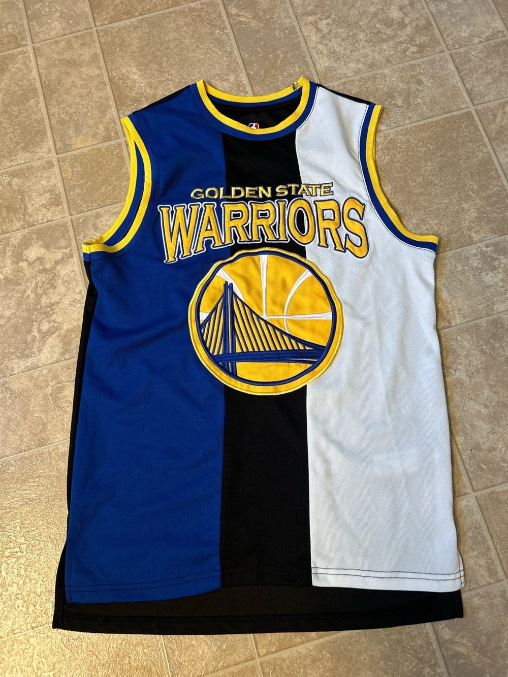 Men’s NBA Golden State Warriors Blue White Black Yellow Split Jersey